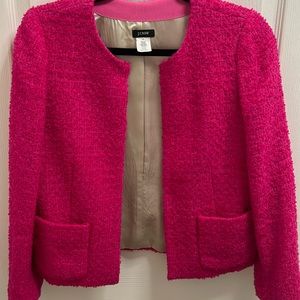 Jcrew hot pink tweed/boucle suit lady jacket